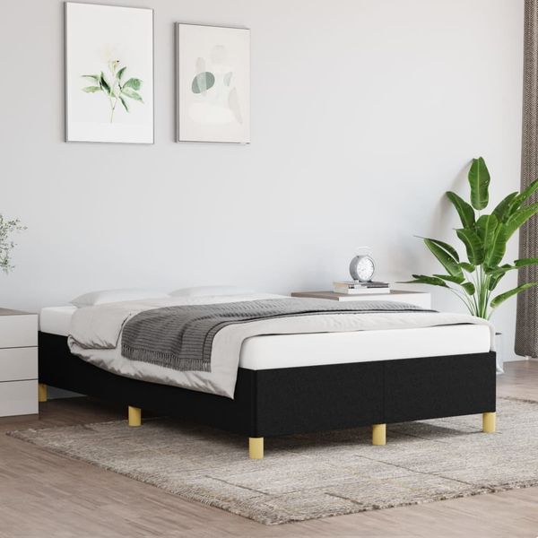 vidaXL Polsterbett, Stoff, Schwarz, 120x190 cm, Natur, mit Lattenrost
