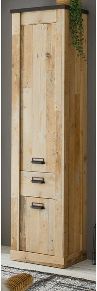 Furn. Design Hochschrank Stove (Badschrank in Used Wood Altholz Optik, 51 x 201 cm) mit Soft-Close-Funktion