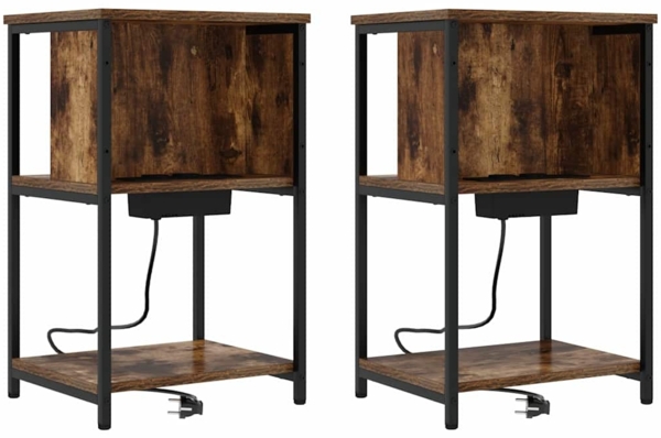 vidaXL Nachttisch 2 pcs Räuchereiche 38 x 31 x 61 cm Holzwerkstoff 859455