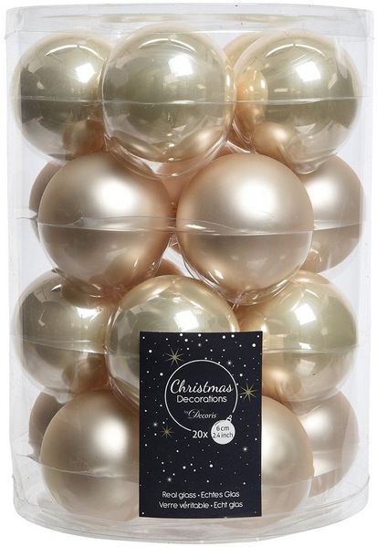 Kaemingk Weihnachtsbaumkugel, Weihnachtskugeln Glas 6cm x 20 Stück - Perle