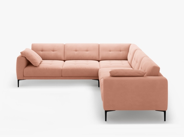 Micadoni Ecksofa Bemy 5-Sitzer Samt Rosa