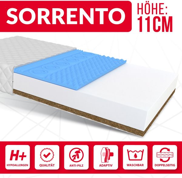 Matratze SORRENTO 90x200 cm Kaltschaum HR Schaum Polyurethanschaum H2 Kokos H4 11 cm Bild 8
