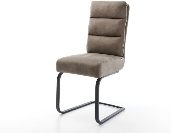 Stuhl Pela-Flex Freischwinger flach schwarz Vintage Taupe