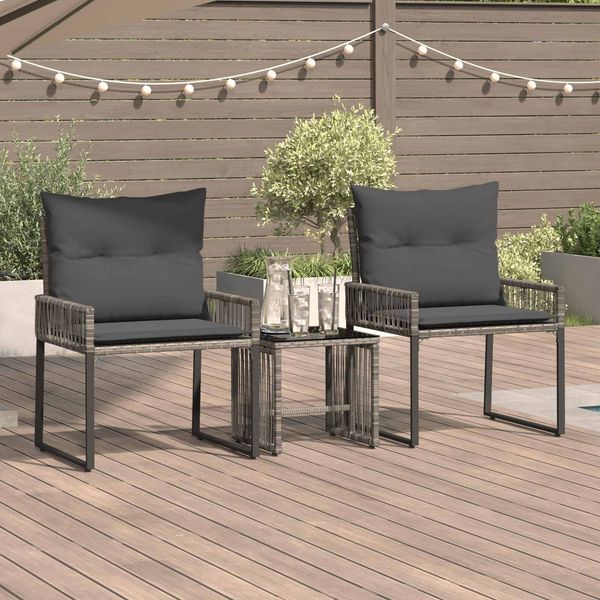 vidaXL Gartenmöbel Set 7 pcs Grau und Dunkelgrau Poly-Rattan 42025157