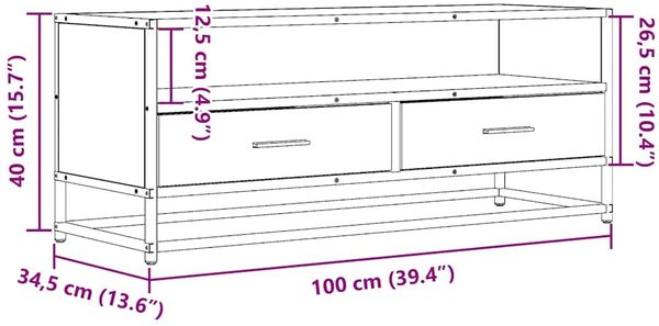 vidaXL TV-Schrank Schwarz 100x34,5x40 cm Holzwerkstoff und Metall 848814 Bild 10