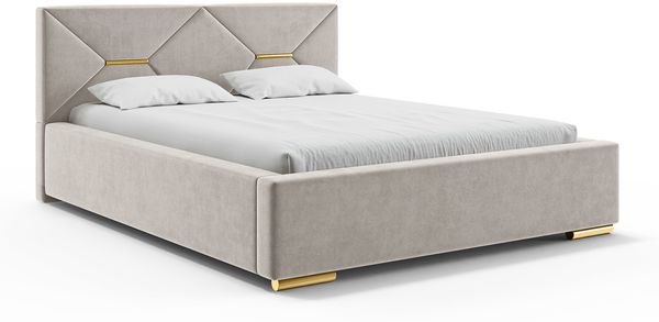 MEBLINI Polsterbett 140x200 ohne Lattenrost ohne Matratze – LIZZY – Taupe Samt – Doppelbett ohne Bettkasten - Stauraumbett - Kopfteil Bett ohne Stauraum Bild 2