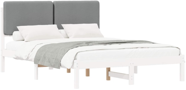 vidaXL Bettgestell mit gepolstertem Kopfteil Hellgrau 160 x 200 cm 877898