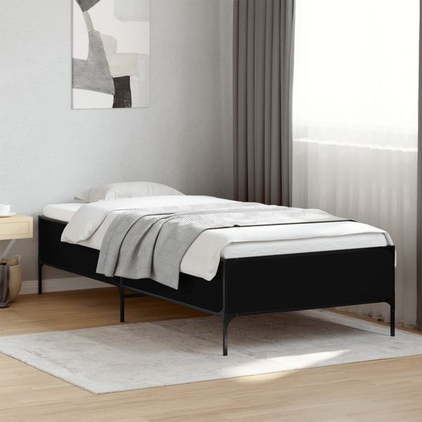 vidaXL Bettgestell Schwarz 75x190 cm Holzwerkstoff und Metall 844991