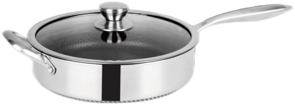 Cheffinger Bratpfanne mit Deckel Pfanne Wabenstruktur Edelstahl Ø28 PDF28