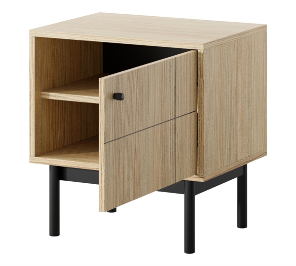Selsey 'Japandies' Nachttisch, Eichenholzoptik, ca. 57 x 54 x 39 cm Bild 4