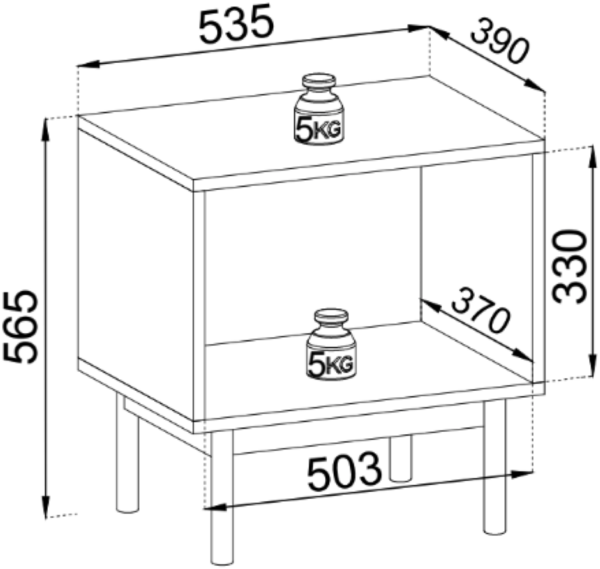 Selsey 'Japandies' Nachttisch, Eichenholzoptik, ca. 57 x 54 x 39 cm Bild 5