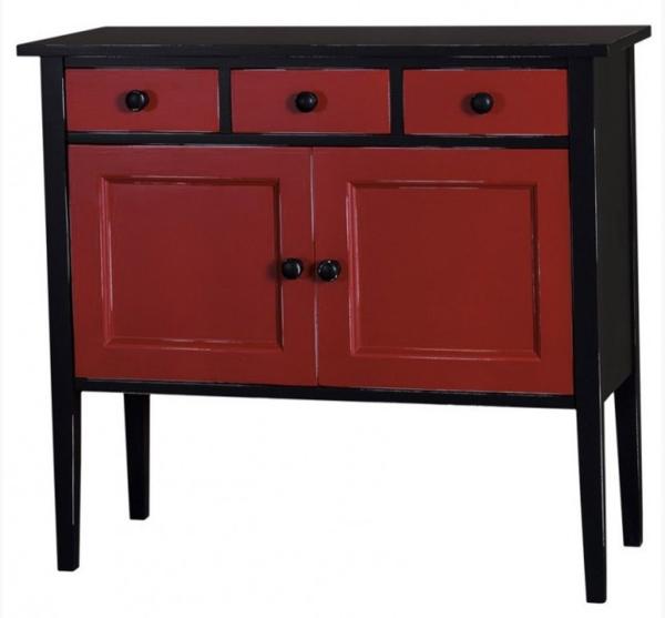 Casa Padrino Jugendstil Kommode 100cm Schwarz / Rot - Landhaus Stil Sideboard Schrank