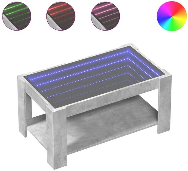 LED-Couchtisch, Sofatisch Betongrau 93x53x45 cm Holzwerkstoff