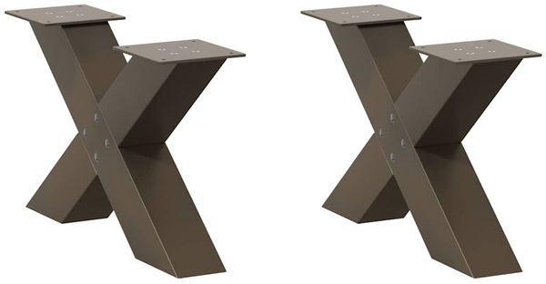 vidaXL Couchtischbeine X-Form 2 Stk. Naturstahl 50x(30-31) cm Stahl 4012939