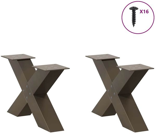 vidaXL Couchtischbeine X-Form 2 Stk. Naturstahl 50x(30-31) cm Stahl 4012939 Bild 3