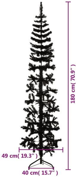 vidaXL Künstlicher Halb-Weihnachtsbaum Ständer Schlank Schwarz 180 cm 344576 Bild 7