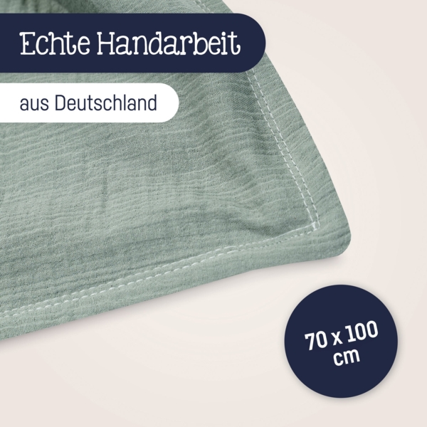 Julius Zöllner Kuscheldecke Musselin, 100% Musselin-Baumwolle grün, 70/100 Bild 5