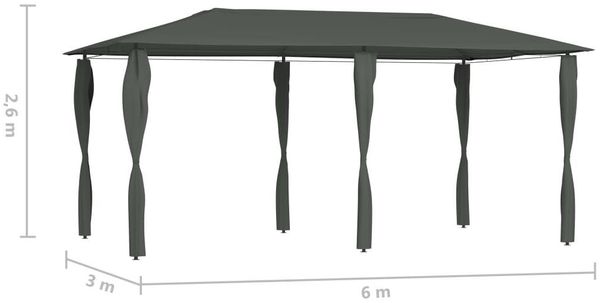 vidaXL Pavillon mit Pfostenverkleidung 2,98x5,3x2,59 m Grau 160 g/m² 313619 Bild 5
