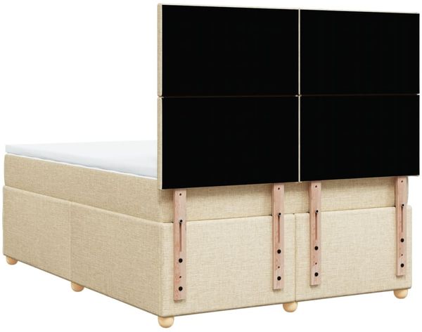 vidaXL Boxspringbett mit Matratze Creme 160x200 cm Stoff 3293629 Bild 8