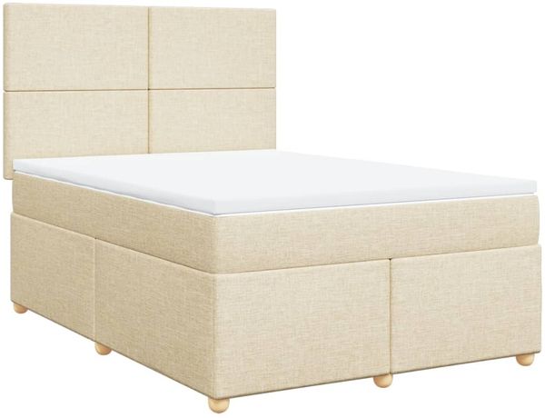 vidaXL Boxspringbett mit Matratze Creme 160x200 cm Stoff 3293629 Bild 3