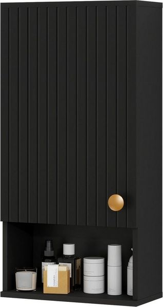 Puluomis Hängeschrank Wandschrank mit Höhenverstellbaren Regalen Bad Küche (Set, Wandschrank/Wandschrank, Schrank mit Spiegel&2 Regale, Waschbecken Set) Wasserdicht & Leicht zu Reinigen, 48x66 cm