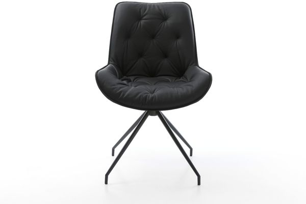 Esszimmerstuhl Taimi-Flex Echt-Leder Schwarz Kreuzgestell konisch Schwarz Bild 2