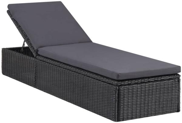 vidaXL Sonnenliege Poly Rattan Schwarz und Dunkelgrau 310148