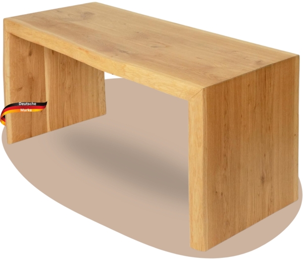 DELUKE® Holzbank Sitzbank EGON - Eiche Massiv mit Baumkante | Eichenbank Esszimmer Flur Garderobe Schlafzimmer | 100x40x45cm