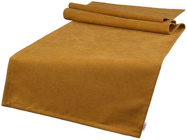 beties Tischläufer FarbTon (1-tlg, 1 Stück Tischläufer), Chenille-Haptik Raumausstatter Qualität ca. 40x140 cm curry-gelb