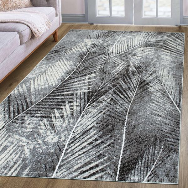 OTTO home Teppich Kiliv, modernes Blatt Design, rechteckig, Höhe: 9 mm, mit besonders weichem Flor, Kurzflor