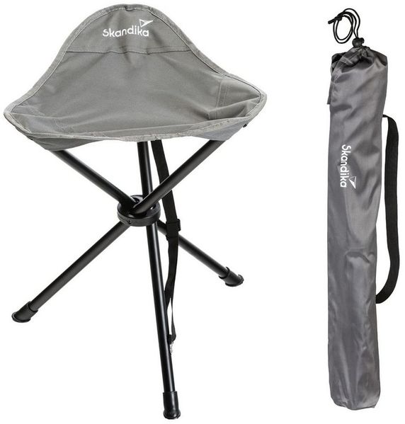Skandika Campingstuhl Dreibeinhocker Tomperi, Klappbarer Campinghocker, bis 100 kg, leicht, mit Tragetasche, Stahlgestänge, Anti-Rutsch-Füße, Outdoor