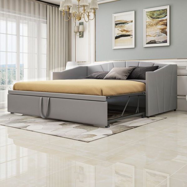 STILVORA Daybett 90×200 Polsterbett Schlafsofa mit Ausziehbett,Kinderbett ohne matratze (90/180*200 cm), mit Matratze