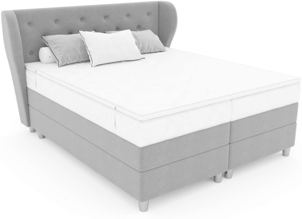 99rooms Hermes Boxspringbett 180x200 cm Strukturstoff INARI Hellbraun Taschen-Federung Bild 5