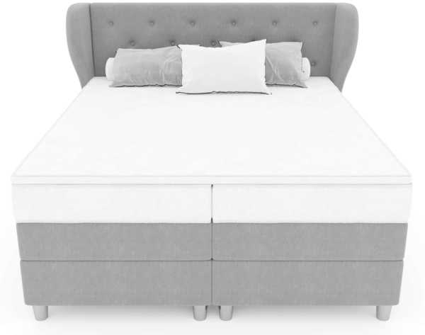 99rooms Hermes Boxspringbett 180x200 cm Strukturstoff INARI Hellbraun Taschen-Federung Bild 4