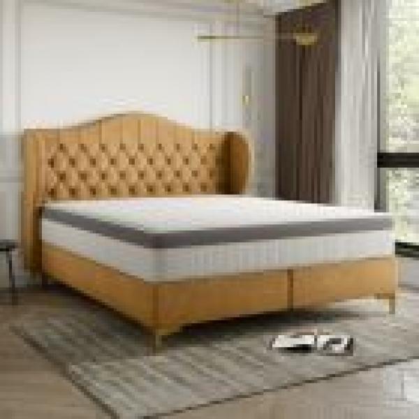 Polsterbett Doppelbett PELAGIO Stoff Whisper Amber 140x200cm inkl. Matratze