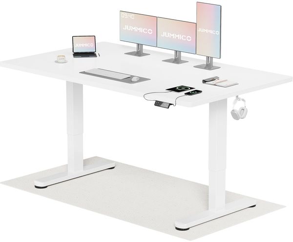 JUMMICO Höhenverstellbarer Schreibtisch 180x80 cm Einteilige Tischplatte, Elektrisch mit 2 Motoren, 120 kg Traglast, 72-120 cm Höhenbereich, 7-Tasten Touchscreen mit Memory & USB-C