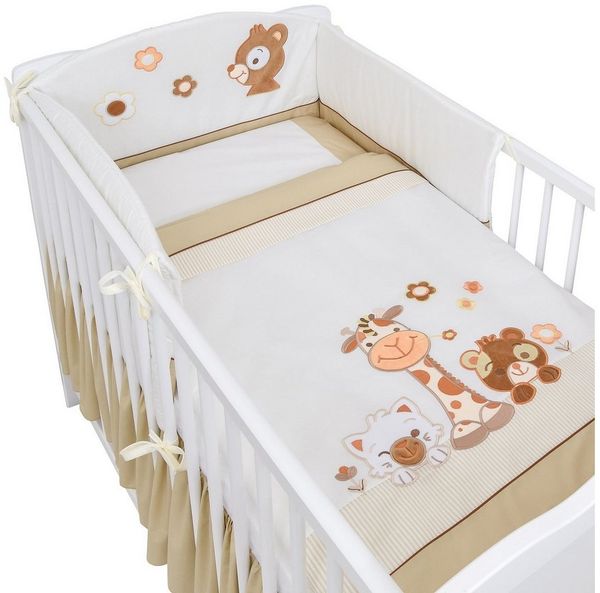 Baby-Delux Babybettwäsche Baby Bettwäsche Set 4-Tlg. Nestchen Chiffonhimmel, Baumwolle, 4 teilig, Bettset für Babybetten 140x70 & 120x60 verschiedene Designs