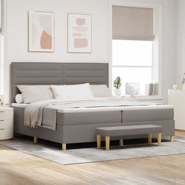 vidaXL Boxspringbett mit Matratze Taupe 200 x 200 cm Stoff 3344251