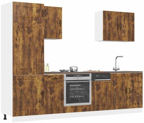 vidaXL 7-tlg. Küchenschrank-Set Kalmar Räuchereiche Holzwerkstoff 3314766
