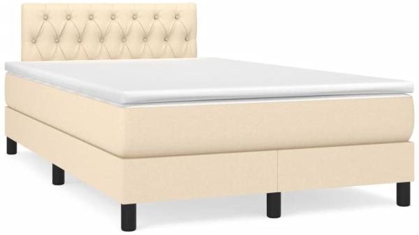 vidaXL Boxspringbett mit Matratze & LED Creme 120x190 cm Stoff 3270065