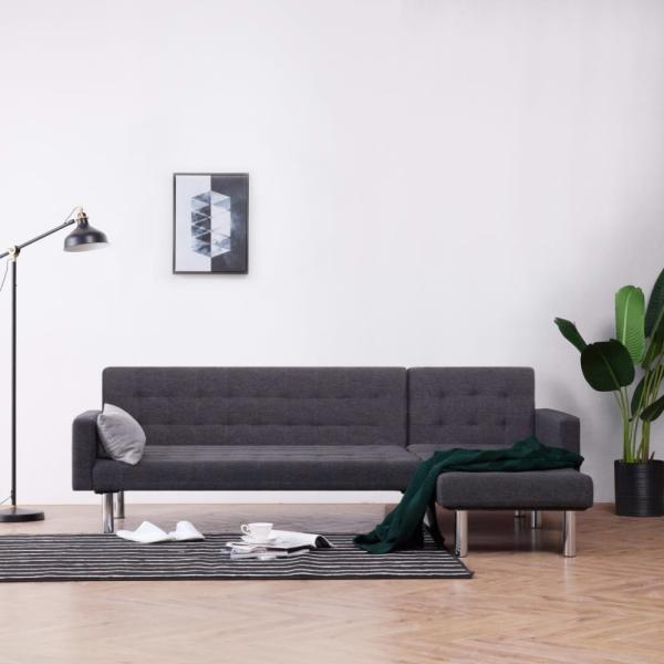 vidaXL Schlafsofa in L-Form Dunkelgrau Polyester 282304