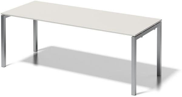 Cito Schreibtisch, 740 mm höhenfixes U-Gestell, H 19 x B 2000 x T 800 mm, Dekor grauweiß, Gestell silber