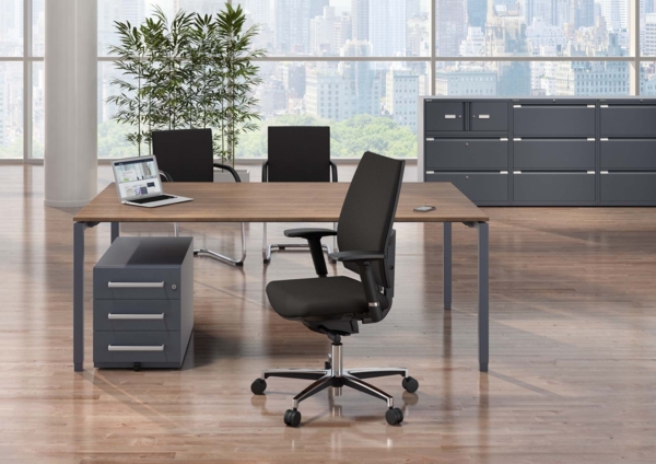 Cito Schreibtisch, 740 mm höhenfixes U-Gestell, H 19 x B 2000 x T 800 mm, Dekor grauweiß, Gestell silber Bild 4