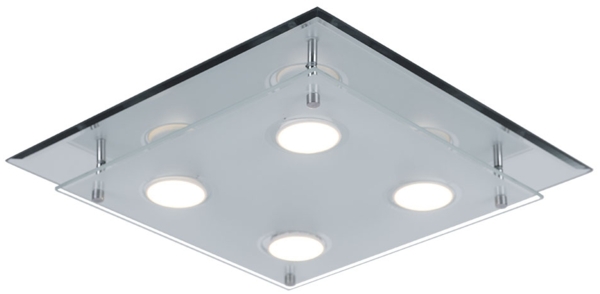LED Deckenleuchte, Chrom Glas satiniert, H 8 cm