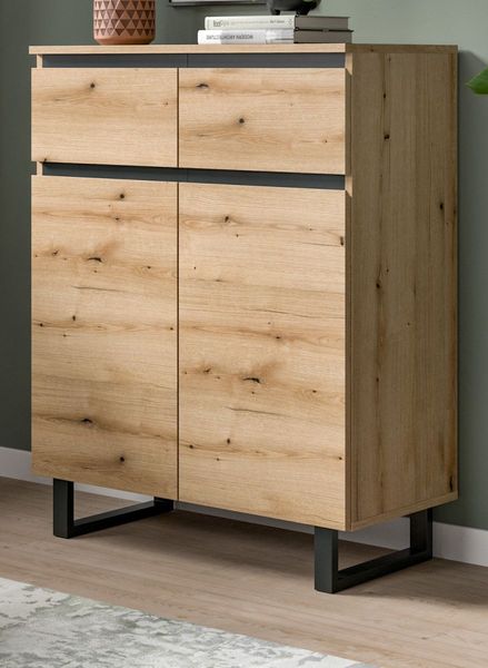 Kommode Gelia in Eiche und schwarz 80 x 99 cm
