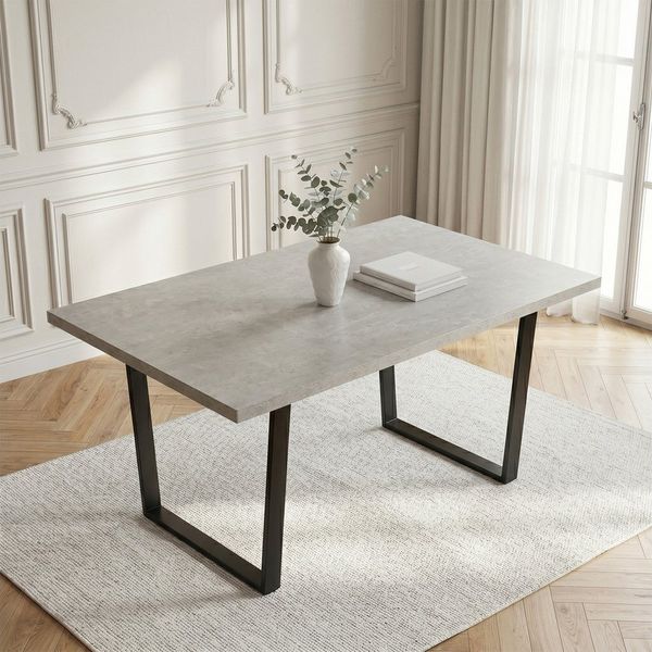 Jiexi Esstisch Esstisch 110x70 cm rechteckig MDF-Platte mit U-Metallgestell