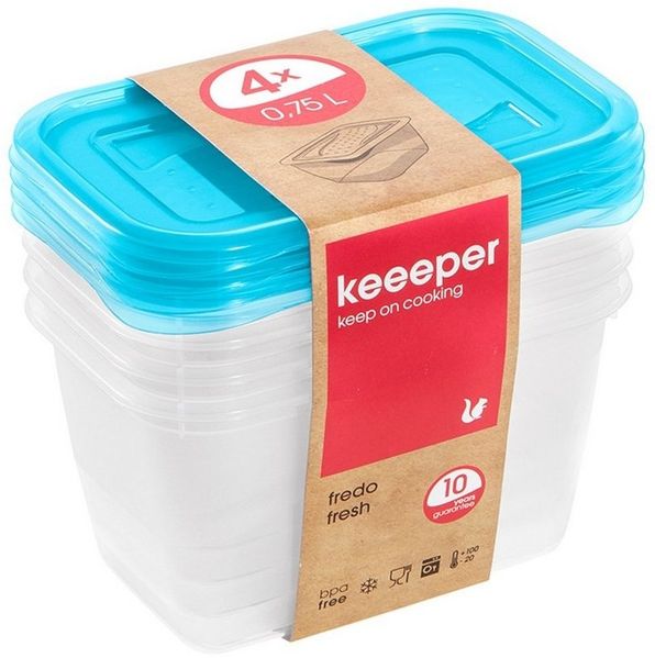 keeeper Frischhaltedose 3067363200000, Set von Lebensmittelbehältern 4x750 ml Fredo Fresh