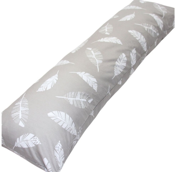 EMI & SAM Stillkissen Seitenschläfer Kissen Nackenkissen 40x145cm Ganzkörperkissen, 12L. Grau Feder - Bezug
