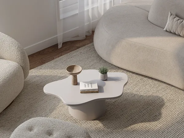 Vente-unique - POLENDRA Couchtisch Metall Beige - B 58 cm x H 29,5 cm x L 87,5 cm