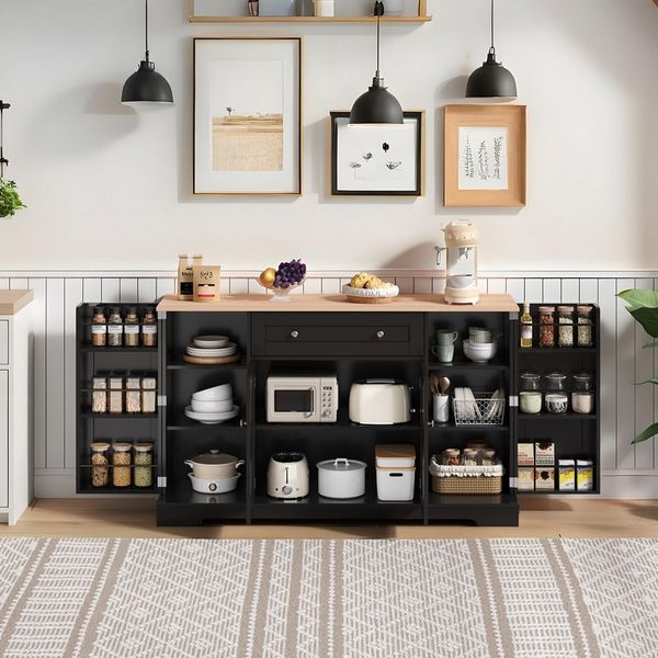 REDOM Sideboard Multifunktionales Küchenbuffet,Kommode (Multifunktionales Küchenbuffet mit Schublade, verstellbaren Einlegeböden & Kippschutz – Modernes Design), mit Kippschutz, mit Schublade